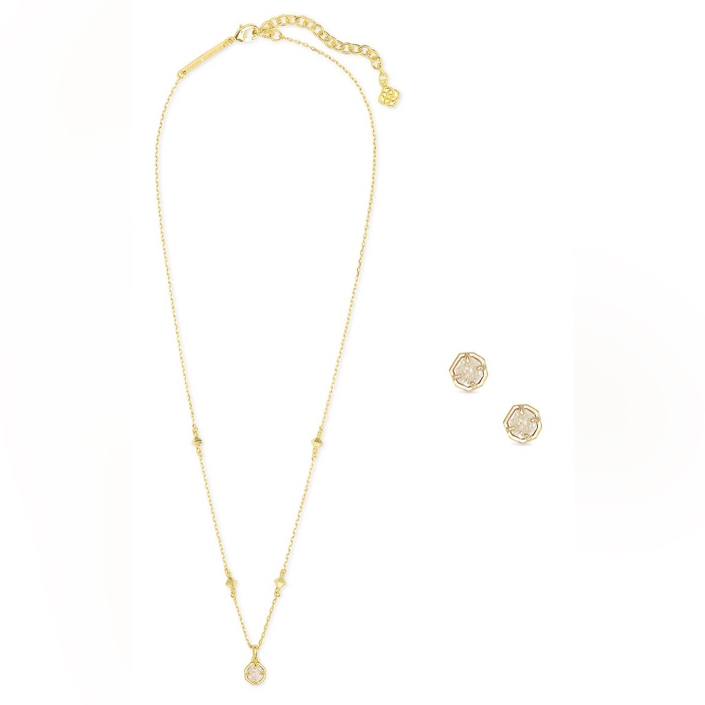 Kendra Scott Nola Necklace and Earrings - Gold Iridescent